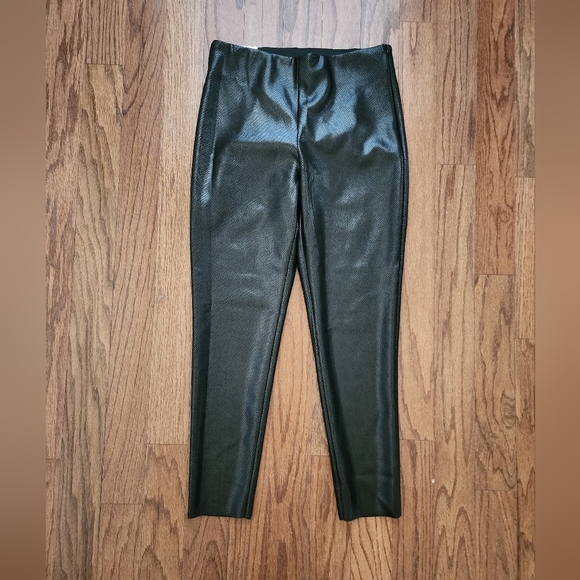 Zara Women’s Faux Leather Reptile Hi-Rise Black Size Large Legging NEW - Picture 1 of 6
